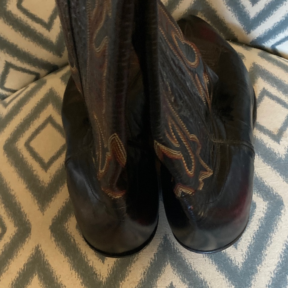 Laredo Embroidered Black Leather Western Cowboy Boots 12EE - Picture 4 of 6